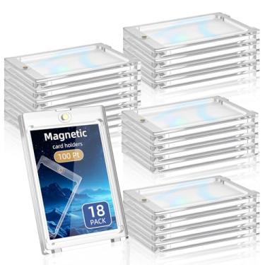 Imagem de 18 pcs 100PT Magnetic Card Holders for Trading Cards, Trading Card Magnetic Case - UV Protection, Clear Hard Plastic Protectors for Sports, Baseball, Football, Hockey, MTG, Yugioh Cards
