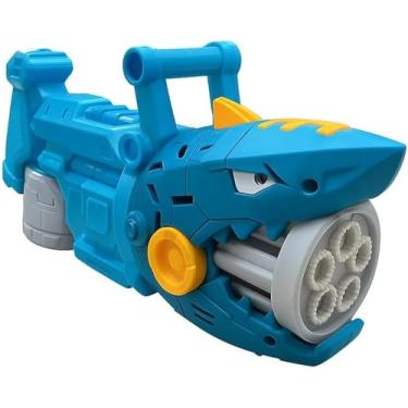 Imagem de Pistola de Bolhas Tubarão Infantil com Solução 70ml | Brinquedo Seguro que Gera +10.000 Bolhas | Design Colorido para Crianças 3+ Anos | Diversão ao Ar Livre