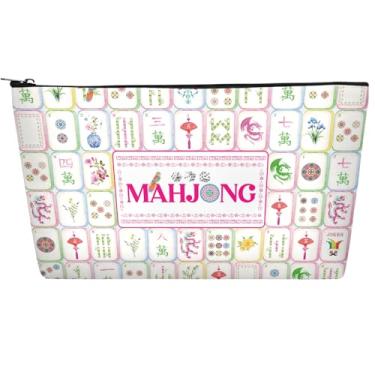 Imagem de VeloKomo Empty American Mahjong Bag - Waterproof Pink Storage Bags with Zipper Chinoiserie Accessories Portable Card Pouch New Year Birthday Gifts for Mahj Board Game Lover Player Friend Women Mom