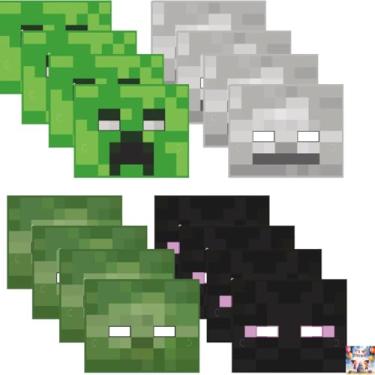 Imagem de Unique Minecraft Party Masks, Creeper, Enderman, Zombie, Skeleton Characters, 16 Count Pack for Kids Birthday Celebrations and Gaming Party