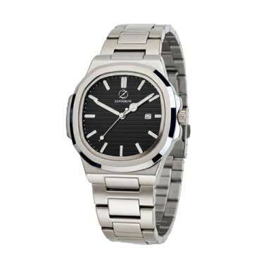 Imagem de Relógio de Pulso Masculino Zantorini Egeu 40mm Mostrador Preto Pulseira de Aço Inoxidável