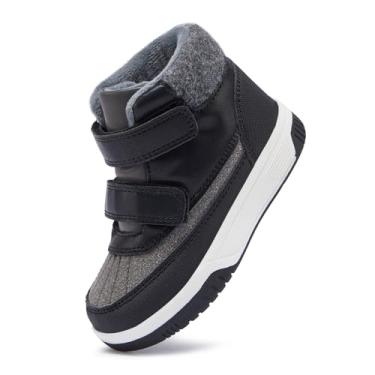 Imagem de BMCiTYBM Botas de neve infantis para meninos e meninas, sapatos quentes de inverno, cano alto, tênis para uso ao ar livre para clima frio, B - preto, 21