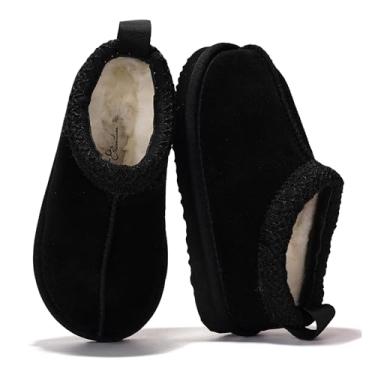 Imagem de Project Cloud Chinelos de couro genuíno e de xearling australiano para crianças – Pantufas felpudas e antiderrapantes de espuma viscoelástica para meninas e meninos, calçados infantis unissex (Dream
