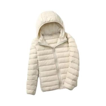 Imagem de Jaqueta Puffer Feminina Com Capuz De Pluma De Pato Branca Ultra Leve E