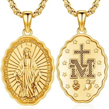 Imagem de DRINSPER Medalha milagrosa virgem maria colar para mulheres banhado a ouro 925 prata esterlina 925 pingente Virgem de Guadalupe Pingente Mãe Maria Medalla De La Virgen Milagrosa Amuleto Religioso
