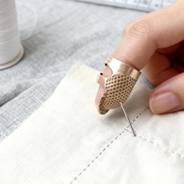 Imagem de Dedal de costura, protetor de dedo de dedal de costura de metal, anel de proteção de dedo ajustável, dedal, quilting, artesanato