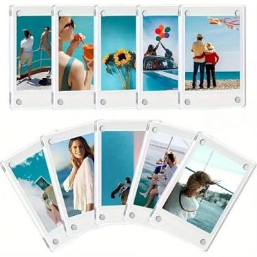 Imagem de Kit de 5 Molduras Magnéticas de Acrílico Transparente – Porta Retrato Flutuante 6x9cm, Moderno e Versátil para Fotos, Decoração de Mesa ou Parede(10 Peças)