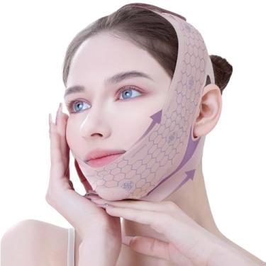 Imagem de Máscara de levantamento de linha V, alça de queixo para dormir em forma de V, modelador de queixo com alça de elevação secundária, máscara de levantamento de queixo e solução de ronco para mulheres e