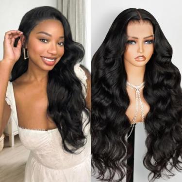 Imagem de Megalook hair Peruca 12A Body Wave 13X4 Lace Front Wigs Cabelo Humano Pré-Selecionado Hd Descolorido Nós Frontais 26" Preto Natural