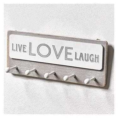 Imagem de Cabideiro montado na parede Placa de madeira com ganchos Placa de madeira montada na parede com suporte de chave de chapéu de casaco para cozinha sala de casa suporte de casaco decorativo montado na