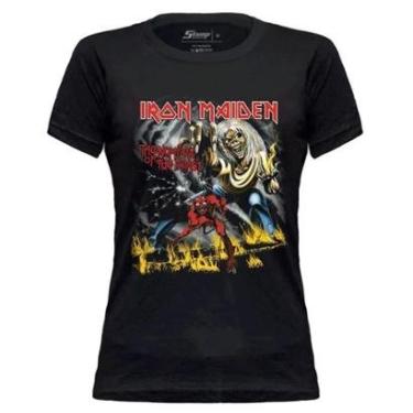 Imagem de Camiseta Stamp Baby Look de Banda Iron Maiden em Algodão Gola Redonda Oficial-Feminino