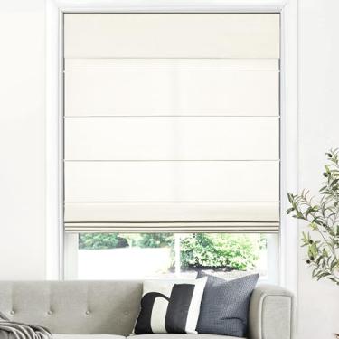 Imagem de LazBlinds Persianas romanas sem fio para janelas, persianas com isolamento térmico com filtragem de luz, persianas de tecido leve para janelas internas, 87,6 cm L x 152 cm A, branco