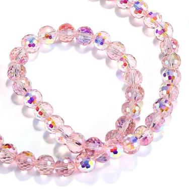 Imagem de Contas de cristal redondas de 10 mm para fabricação de joias, contas de vidro de cristal facetadas a granel para artesanato, pulseira, brinco faça você mesmo, sinos de vento, apanhador de sol (VTRose