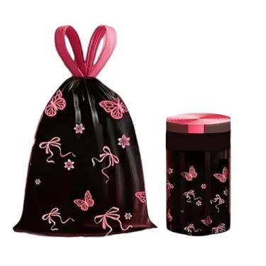 Imagem de 1 rolo de 100 sacos de lixo perfumados com cordão. O saco de lixo é grosso e não é fácil de quebrar. Dedicado para cozinha, quarto, banheiro e sala de estar (preto, 45 * 45)