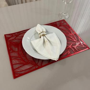 Imagem de Jogo Americano Mesa Posta Impermeável Redondo ou Retangular para Jantar e Eventos – Kit 4 ou 6 Lugares Decorativo Luxo (43. Vermelho Quadrado,6 unidades)