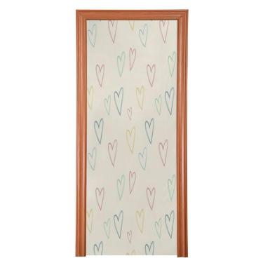 Imagem de ATTX Capa de porta frontal com corações cremosos - tecido elástico lavável decoração de férias para festas, casa, decoração de porta da frente, 36 x 98 polegadas (339)