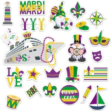 Imagem de 22 peças de decorações de porta de carnaval, decorações magnéticas de PVC macio para geladeira e superfície de metal, impermeável, decoração de festa de carnaval interna e externa para cozinha garagem