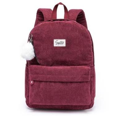 Imagem de Mochila Feminina De Veludo Spector Pequena Velvet Casual Resistente 17 Litros-Feminino