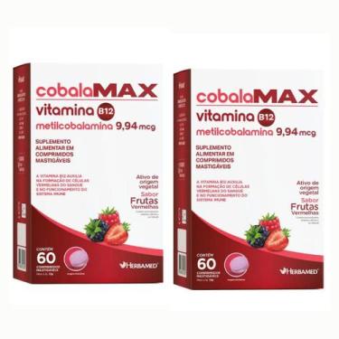 Imagem de Kit 2 Cobalamax Vitamina B12 Metilcobalamina 9,94mg 60 Comprimido Mast