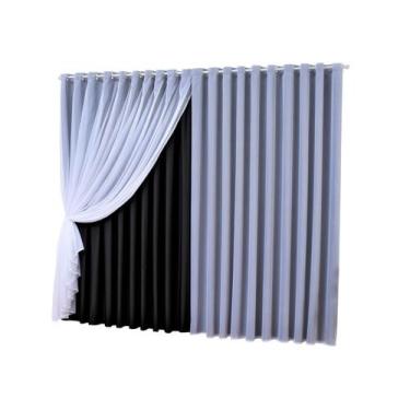 Imagem de Cortina 10x2,50 Metros Em Tecido Blackout Para Varão Simples Blecaute 