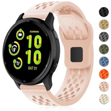Imagem de Inhosper Pulseiras respiráveis compatíveis com Garmin Vivoactive 6/5/3/Venu/Venu Sq/Venu 2 Plus, pulseira esportiva de silicone macio de 20 mm para Garmin Forerunner 55/165/245/645 feminino e