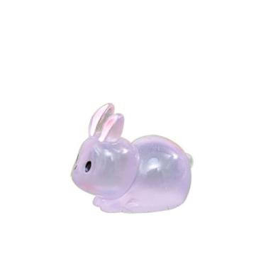 Imagem de Mini ornamento de coelho artesanato de resina bonito feito à mão estatuetas de animais de resina engraçado desenho animado coelho luminoso (Roxo)