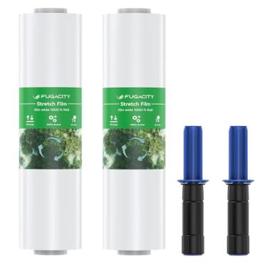 Imagem de [Atualizado] Filme de urdidura elástica - FugaCity Pacote com 2 rolos de envoltório retrátil resistente com alças 38 cm x 300 metros, resistência industrial de calibre 60 para envoltório de paletes, movimento e proteção de móveis