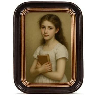 Imagem de Afuly Porta-retrato 10 x 15 cm, vintage, dourado, curvado, para exibição de fotos de resina, arte retrô antiga, para pendurar na parede, decoração de casa com vidro verdadeiro, presente exclusivo de