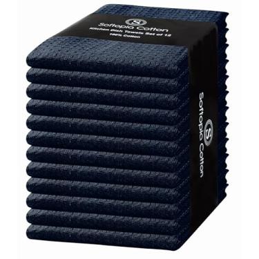 Imagem de Softopia Cotton Pacote com 4 panos de prato Waffle Weave, 40,6 x 66 cm, toalhas de secagem rápida para cozinha, conjunto de panos de lavagem reutilizáveis, absorventes, tecido lavável, resistente para