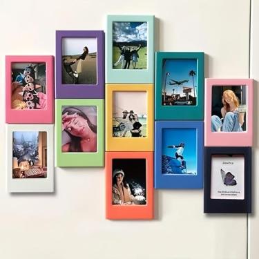 Imagem de Moldura magnética redonda de 7,6 cm – Suporte horizontal de plástico transparente estilo boêmio, compatível com mini filme Fujifilm instax, mini visor de imagem para decoração de parede de mesa