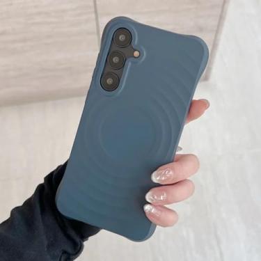 Imagem de Capa de silicone líquido de luxo para carregamento sem fio para Samsung S25 S24 S23 Ultra Plus, capa macia e resistente a impactos (para Galaxy S24 FE/Azul Marinho Escuro)