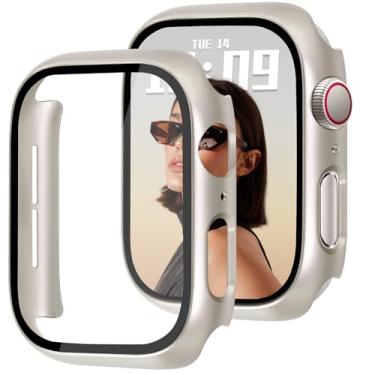 Imagem de Newlibery Capa de 42 mm compatível com Apple Watch Series 10/11 com protetor de tela de vidro temperado HD, capa rígida de policarbonato com cobertura total, proteção antiarranhões, capa para iWatch