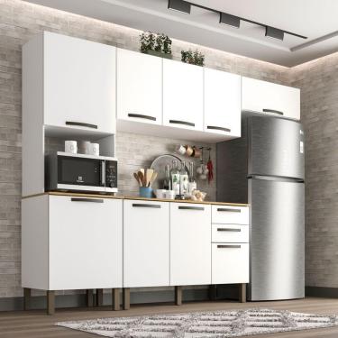 Imagem de Cozinha Compacta Valencia 4 Peças 9 Portas 2 Gavetas Salleto Moveis Branco