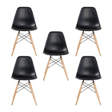 Imagem de Kit 5 Cadeira Sala E Cozinha Preto