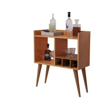 Imagem de Aparador Retrô Porta Vinho Decoração Sala De Estar Cerejeira