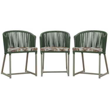 Imagem de 3 Cadeiras De Jantar Noronha Fendi Corda Náutica E6 Trama Verde