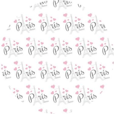 Imagem de Painel de Lona Redondo Paris Corações - Fabrika De festa, 200x200cm