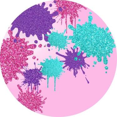 Imagem de Painel de Lona Redondo Slime Explosão de Glitters - Fabrika De Festa, 