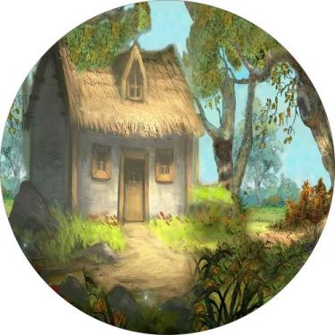 Imagem de Painel de Tecido Sublimado Redondo Floresta de Conto de Fadas c / Elás