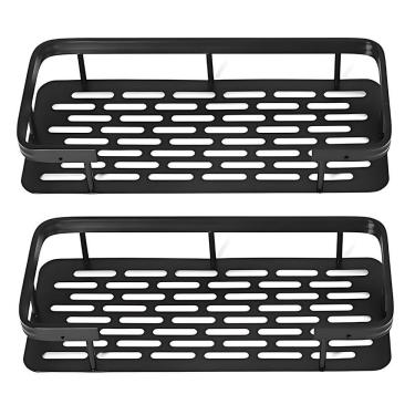 Imagem de Suporte Organizador Shampoo Sabonete Banheiro Preto - 2 Unidades