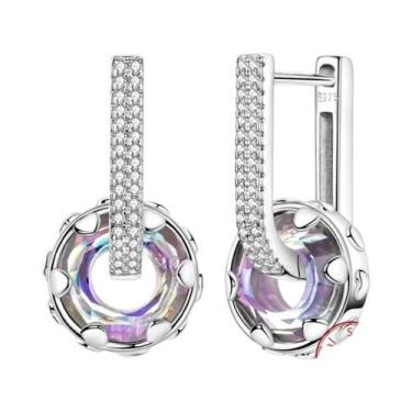 Imagem de Brincos De Argola Em Prata Esterlina 925 Com Cristal Starlight E Desig