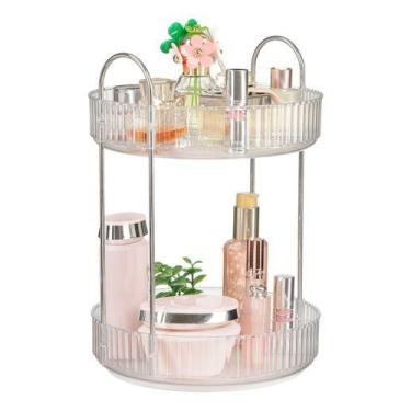 Imagem de Organizador Giratório 2 Andares Maquiagem Perfumes Banheiro Transparen