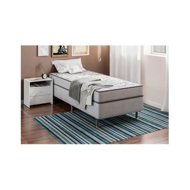 Imagem de Cama Box Conjugada Solteiro Ortobom Turin Ortopédico com Ortopillow 55x88x188cm - Branco/Cinza