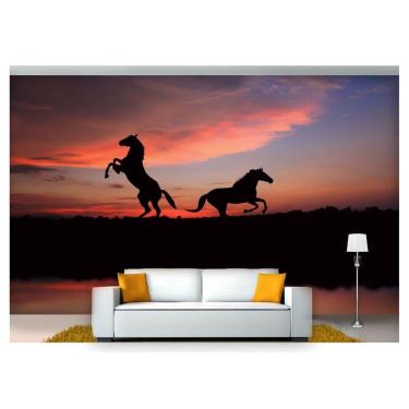 Imagem de Papel De Parede Animais Cavalos Silhueta 3D Anm97