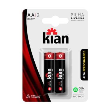 Imagem de Cartela Com 2 Pilhas Alcalinas Aa Kian Longa Duração 1,5v