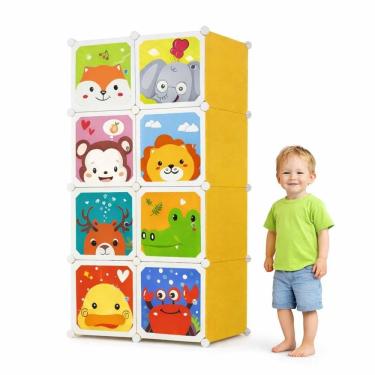 Imagem de Armario Modular Organizador 8 Portas Guarda Roupas Infantil Portatil Brinquedos Compacto
