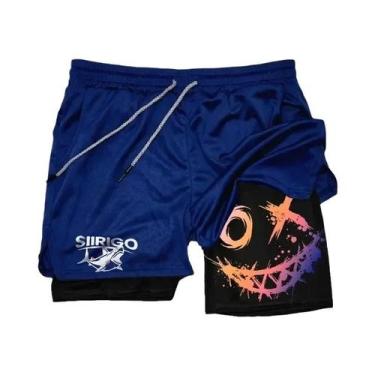 Imagem de Shorts De Corrida Masculinos Com Estampa De Rosto Sorridente, Secagem 