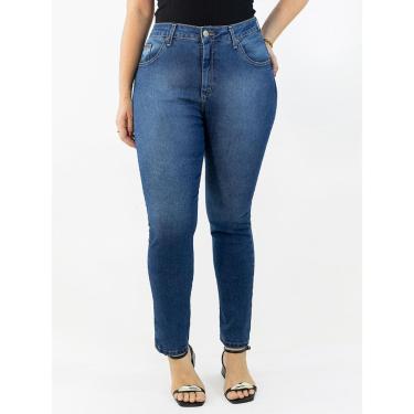 Imagem de Calça Feminina Cigarrete Jeans Plus Size Cintura Alta Anticorpus-Feminino