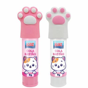 Imagem de Cola Bastão Patinhas Escolar Desenho Fofa Branca Rosa 90g - KAZ, 1 Uni
