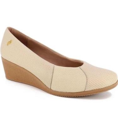 Imagem de Sapato Feminino Anabela Médio Usaflex Couro Conforto Joanete-Feminino